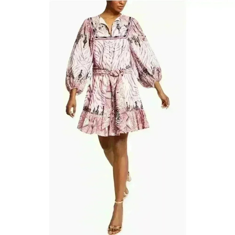 Inc Inter Concepts Luxe Boho Paisley Zebra Tie-Waist Mini Dress Small SOLD AS IS